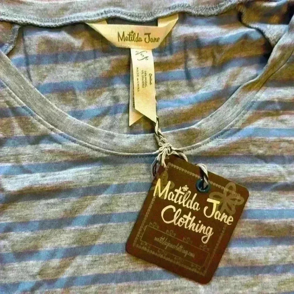 Matilda Jane Women's Gray and Blue Striped Long Sleeve Tunic Dress Size S - Picture 3 of 6